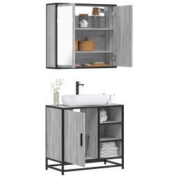 Set mobilier de baie, 2 piese, gri sonoma, lemn prelucrat GartenMobel Dekor