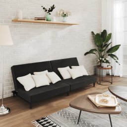 Canapea extensibila cu 2 locuri, negru, catifea GartenMobel Dekor