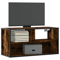 Dulap TV stejar fumuriu, 80x31x39,5 cm, lemn prelucrat si metal GartenMobel Dekor