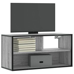 Dulap TV, gri sonoma, 80x31x39,5 cm, lemn prelucrat si metal GartenMobel Dekor