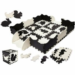 SALTELUTA EDUCATIVA DIN SPUMA TIP PUZZLE PENTRU COPII 25 PIESE ALB NEGRU Beilaluna