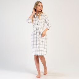 Rochie Tip Halat cu Nasturi, Guler, Buzunare si Cordon Vienetta Model 'Yvonne' Rafinament și Versatilitate