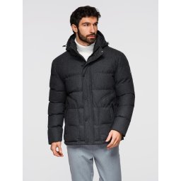Ombre Men's lightweight jacket with mesh lining and hood - black