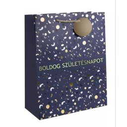 Pungă cadou cu inscripția Boldog születésnapot - 11 x 14 cm - albastru