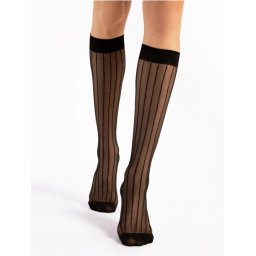 Sosete lycra negre lungi sub genunchi in dungi Fiore Linea 15 den