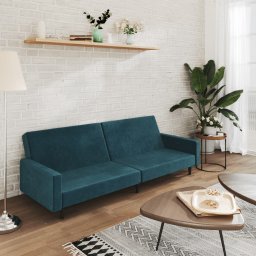 Canapea extensibila cu 2 locuri, albastru, catifea GartenMobel Dekor