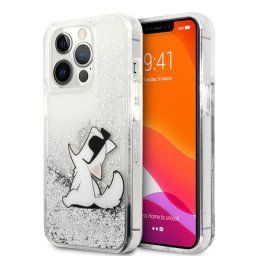 Husa Karl Lagerfeld Husa Liquid Glitter Choupette Fun iPhone 13 Pro Max Argintiu