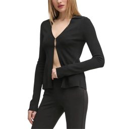 CALVIN KLEIN Jachetă Rayon Hook&Eye Sweater Cardigan J20J224800 BEH ck black