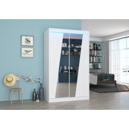 Dulap cu usi glisante si oglinda + iluminare LED, Texas 120 + LED, 120 cmx200 cmx58 cm, ADRK Furniture