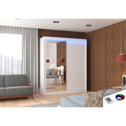 Dulap cu usi glisante si oglinda + iluminare LED, Tom 180 + LED, 180 cmx200 cmx58 cm, ADRK Furniture