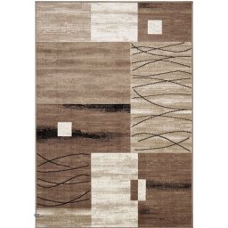 Covor Model Luna 1805-12, Marime 200 x 300 cm, Bej, Maro, Inaltime Fir 6 mm, Antialergic, Polipropilena, Living, Dormitor, Sufragerie, Birou