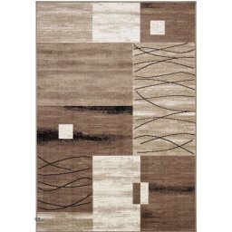 Covor Model Luna 1805-12, Marime 140 x 200 cm, Bej, Maro, Inaltime Fir 6 mm, Antialergic, Polipropilena, Living, Dormitor, Sufragerie, Birou