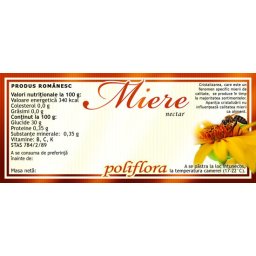 Eticheta miere Poliflor albina pe floare 115 mm x 50 mm