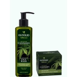 Set gel curatare si crema de fata 24h, cu ulei de canabis 250/ 50ml