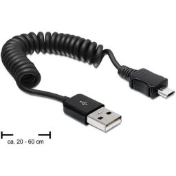Cablu spiralat Delock USB 2.0-A tata la micro USB-B tata, rezistent la indoire