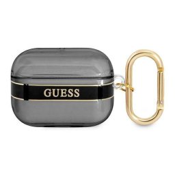 Husa de protectie Guess TPU Printed Stripe Case pentru Airpods Pro, Negru