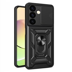 Husa Hurtel Hybrid Armor Camshield - Husă telefon - compatibil cu Xiaomi POCO C65 / Redmi 13C Armored Camera Protector - Anti-șoc - culoare Negru
