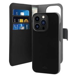 Husa Puro Wallet Detachable MagSafe 2in1 PU Leather Case with Flap and Wallet for iPhone 14 Pro Max - Black