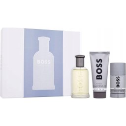 Set Boss Bottled, apă de toaletă 100 ml + deodorant stick + gel de duș 100 ml, cadou premium bărbați