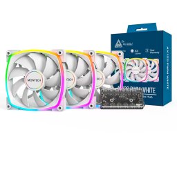 AX120 PWM ARGB Fan, 3-pack, Alb- 120mm