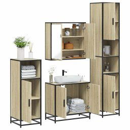 Set de mobilier de baie din 4 piese din lemn de stejar Sonoma GartenMobel Dekor