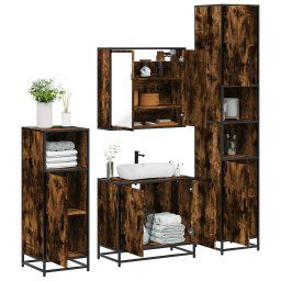 Set de mobilier de baie 4 piese Lemn prelucrat de stejar afumat GartenMobel Dekor