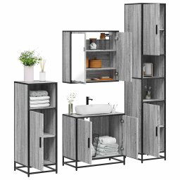 Set de mobilier de baie 4 piese Lemn stratificat gri Sonoma GartenMobel Dekor