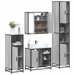 Set de mobilier de baie 4 piese Lemn stratificat gri Sonoma GartenMobel Dekor