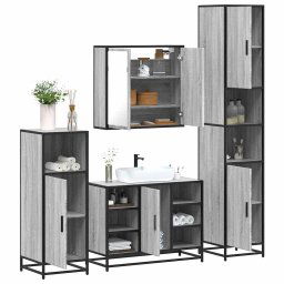Set de mobilier de baie 4 piese Lemn prelucrat de stejar afumat GartenMobel Dekor