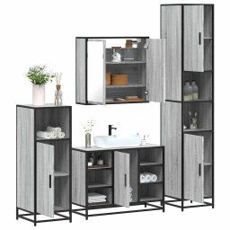 Set de mobilier de baie 4 piese Lemn stratificat gri Sonoma GartenMobel Dekor