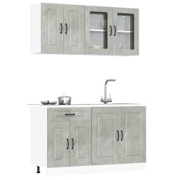 Set dulapuri de bucatarie 4 piese „Kalmar” gri beton Lemn GartenMobel Dekor