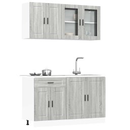 Set de dulapuri de bucatarie 4 piese „Kalmar” lemn Sonoma gri GartenMobel Dekor