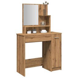 Masa de toaleta cu oglinda, stejar artizanal, 86,5x35x136 cm GartenMobel Dekor