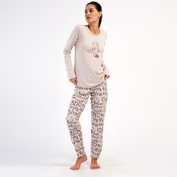 Pijama Dama din Bumbac 100% Vienetta, Model 'Good Morning!' Începe Ziua cu un Zâmbet