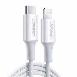 CABLU alimentare si date Ugreen, "US171", Fast Charging Data Cable pt. smartphone, USB la Lightning Iphone certificare MFI, 3A, TPE, 1m, alb "10493" (include TV 0.06 lei) - 6957303814930