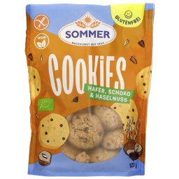 Biscuiti vegani cu ovaz, ciocolata si alune, fara gluten bio 125g