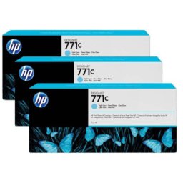 Pachet de cerneala original HP 771C (X3) Light Cyan (B6Y36A, HP771C) pentru Designjet Z6200 42 in 60