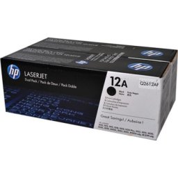 Cartus de toner x2 (4K) HP 12A Black Dual Pack (Q2612AD, HP12A) pentru LaserJet 1010 1012 1015 1018 1020 1022 1022n 1022nw M1005 M1319f MFP 3020 All in One 3030 3015 3052 3055 3050 3050z