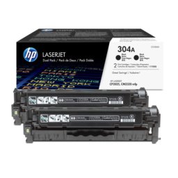 Cartus de toner x2 (7K) HP 304A Black Dual Pack (CC530AD, HP304A) pentru Color LaserJet CP2025 CP2025n CP2025dn CM2320fxi CM2320nf