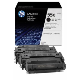 Cartus de toner x2 (27K) HP 55X Black Dual Pack (CE255XD, HP55X) pentru LaserJet Enterprise P3015 P3015dn P3015x Pro MFP M521dn M521dw 500 M525dn M525f