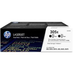 Cartus de toner x2 (8K) HP 305X Black Dual Pack (CE410XD, HP305X) pentru LaserJet Pro 400 color M451dw MFP M475dn M475dw 300 M351A M375nw