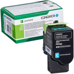 Cartus de toner (3.5K) Lexmark C242XC0 Cyan Return Program pentru C2425dw C2535dw MC2425adw MC2535adwe MC2640adwe