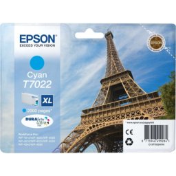 Cartus de cerneala original Epson T7022 Cyan (C13T70224010) pentru WorkForce Pro WP 4015DN 4025DW 4095DN6 4515DN 4525DNF 4535DWF 4545DTWF 4595DNF 4595DNF6