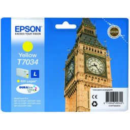 Cartus de cerneala original Epson T7034 Yellow (C13T70344010) pentru WorkForce Pro WP 4015DN 4025DW 4095DN6 4515DN 4525DNF 4535DWF 4545DTWF 4595DNF 4595DNF6