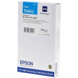 Cartus de cerneala original Epson T04A2 Cyan (C13T04A240) pentru WorkForce Pro WF C8190 C8190D3TWC C8190DTW C8190DTWC C8190DW C8690 C8690D3TWFC C8690DTWF C8690DTWFC C8690DWF
