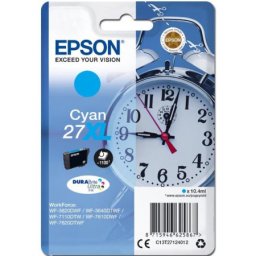 Cartus de cerneala original Epson 27XL Cyan (C13T27124010) pentru WorkForce WF 3620 3620DWF 3640DTWF 7110DTW 7210DTW 7610DWF 7620DTWF 7620TWF 7710DWF 7715DWF 7720DTWF