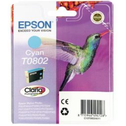 Cartus de cerneala original Epson T0802 Cyan (C13T080240) pentru Stylus Photo P50 PX650 PX660 PX700W PX710W PX720WD PX730WD PX800FW PX810FW PX820FWD PX830FWD R265 R285 R360 RX560 RX585 RX685