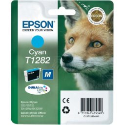 Cartus de cerneala original Epson T1282 Cyan (C13T12824010) pentru Stylus Office BX305F BX305FW Plus S22 SX125 SX130 SX230 SX235W SX420W SX425W SX430W SX435W SX438W SX440W SX445W SX445WE