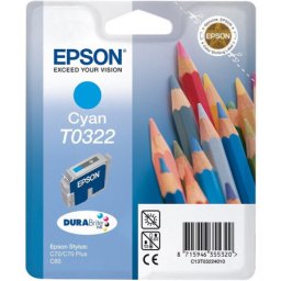 Cartus de cerneala original Epson T0322 Cyan (C13T03224010 ) pentru Stylus C70 C80 C82 CX4500 CX5100 CX5200 CX5300 CX5400