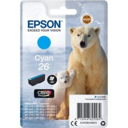 Cartus de cerneala original Epson 26 Cyan (C13T26124010) pentru Expression Home XP 510 520 600 605 610 615 620 625 700 710 720 800 810 820